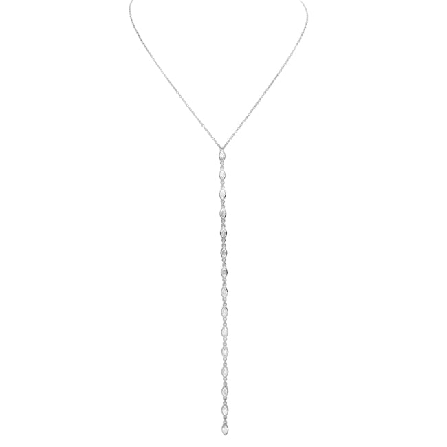 Sterling Silver Clear CZ Lariat Necklace