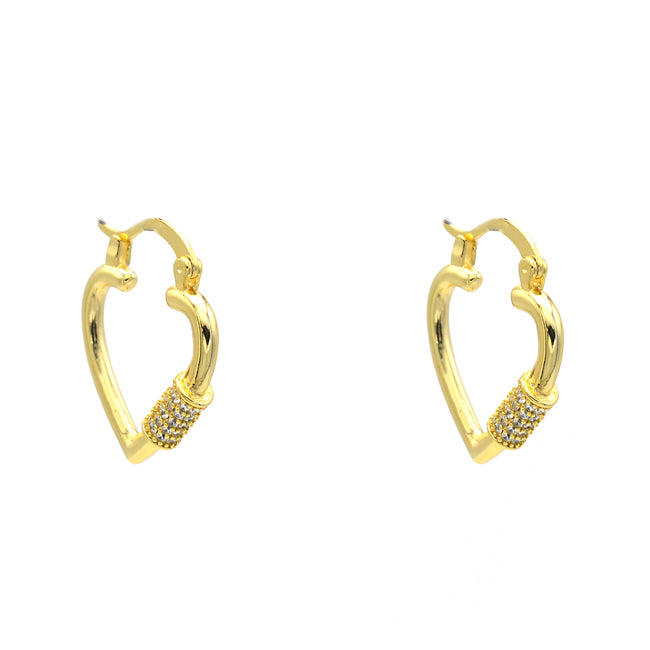 Gold Cubic Zirconia Heart Earring