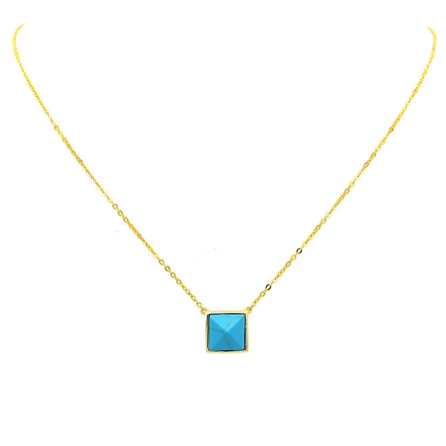 Sterling Silver Gold Plated Turquoise Pendant Necklace
