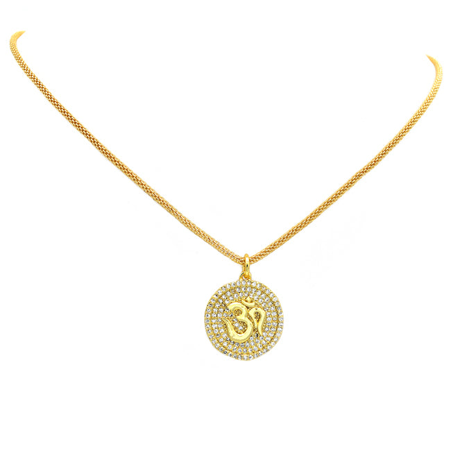 Gold Filled Cubic Zirconia Ohm Pendant Necklace
