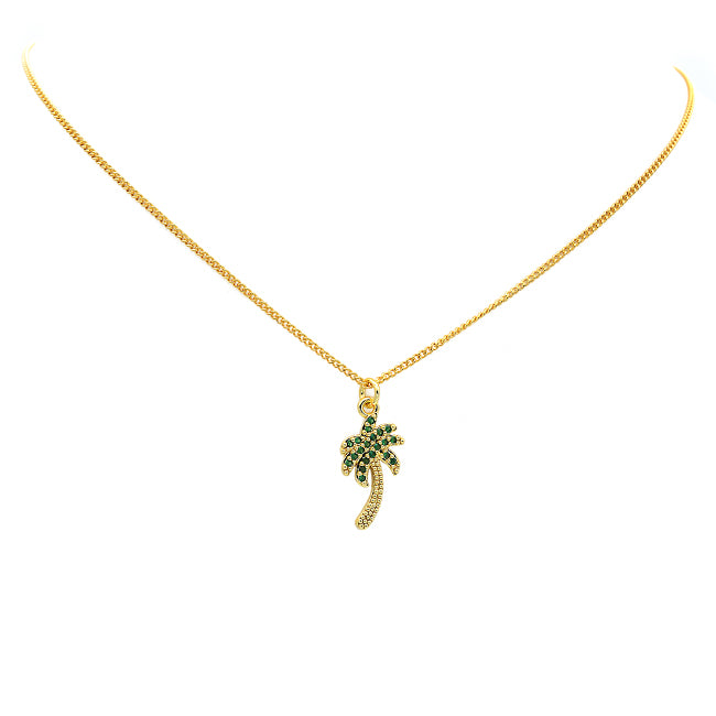 Gold Filled Cubic Zirconia Palm Tree Pendant Necklace