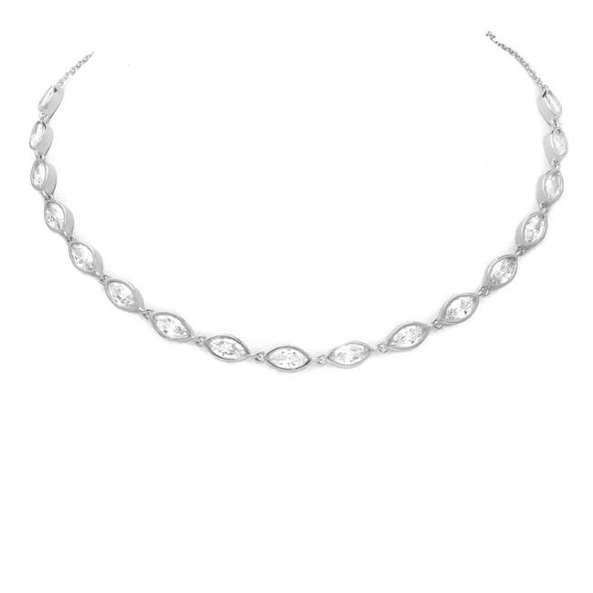 Silver Cubic Zirconia Studded Choker Necklace