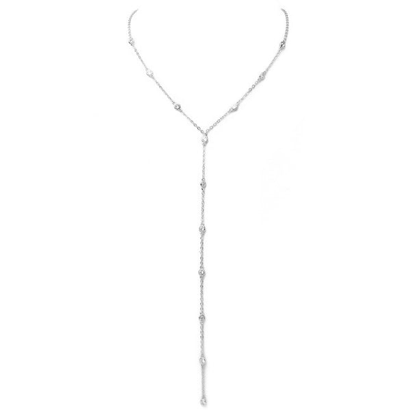 Silver Cubic Zirconia Y Shaped Necklace