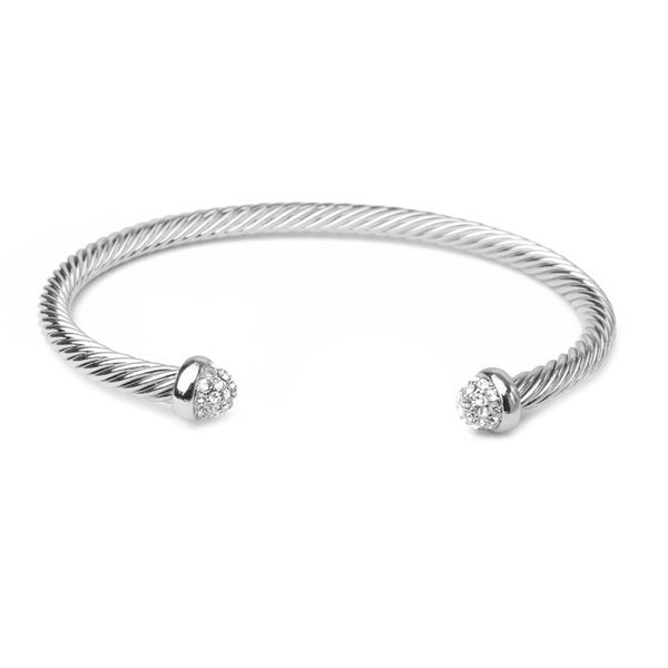 Twisted Cable CZ Cuff Bracelet