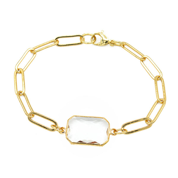 Gold Cubic Zirconia Chain Linked Bracelet