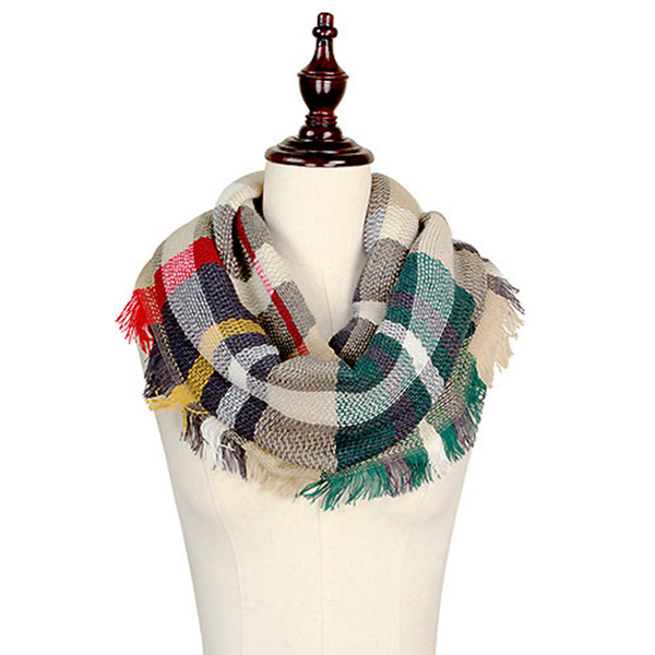 Woven Plaid Infinity Scarf