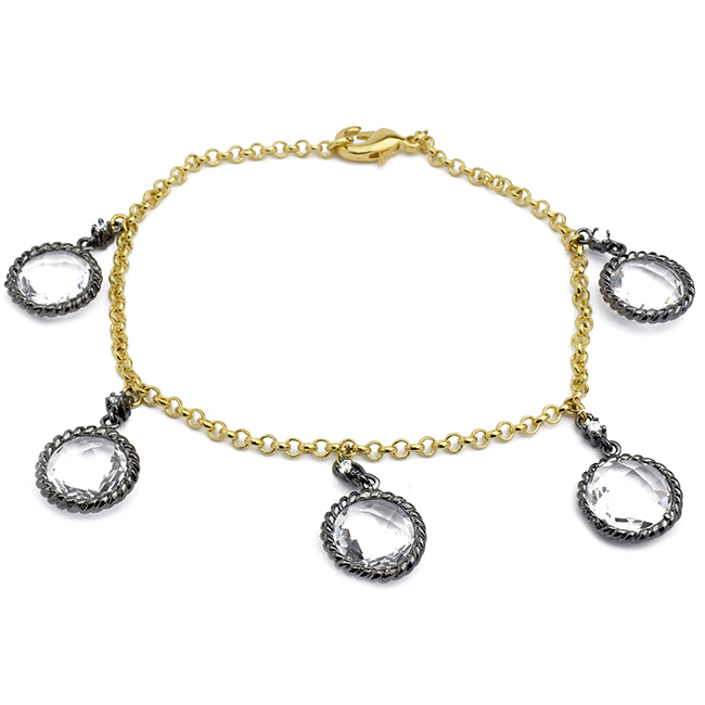 Gold & Hematite Cubic Zirconia Toggle Bracelet