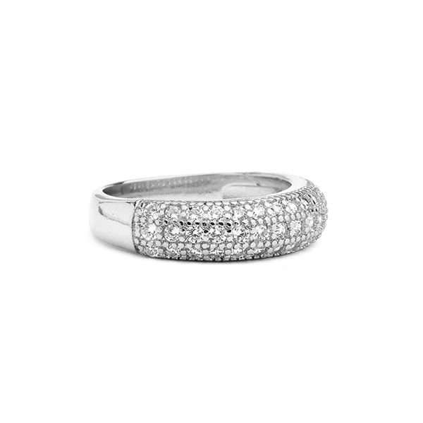 Silver Cubic Zirconia Pave Band Ring