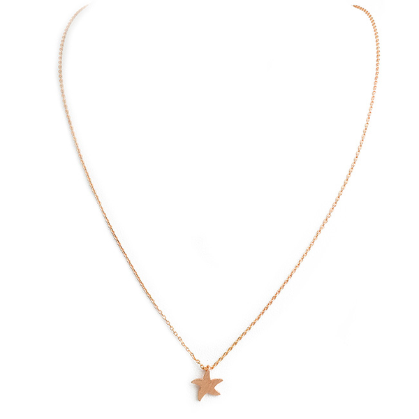 Brushed Rose Gold Starfish Pendant Necklace