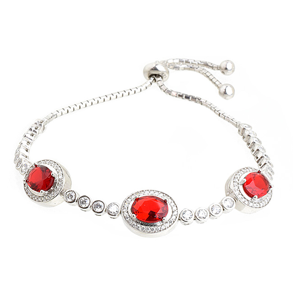 Sterling Silver Adjustable Bracelet with Cubic Zirconia