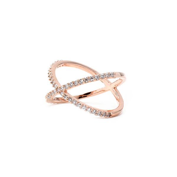 gold cz x ring