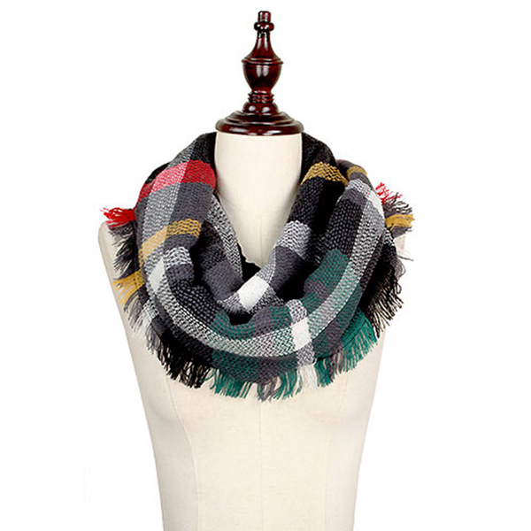 Woven Plaid Infinity Scarf