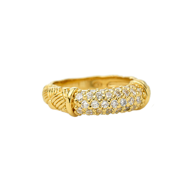 Gold Textured Cubic Zirconia Band Ring