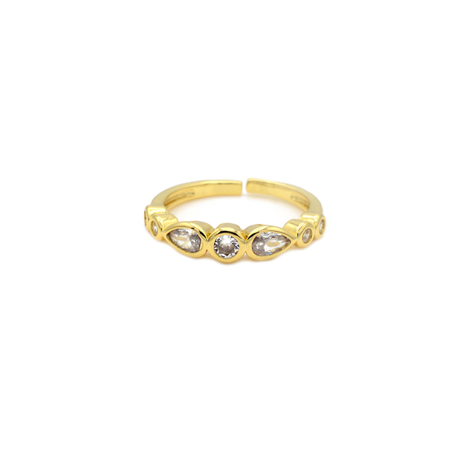 Gold Cubic Zirconia Adjustable Ring