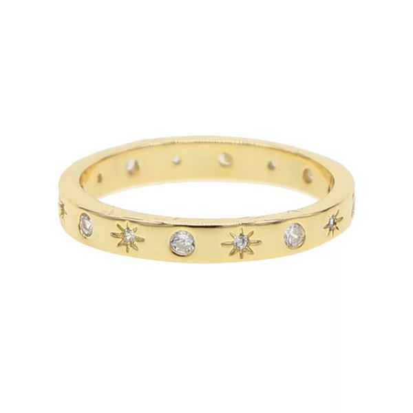 gold cz band ring