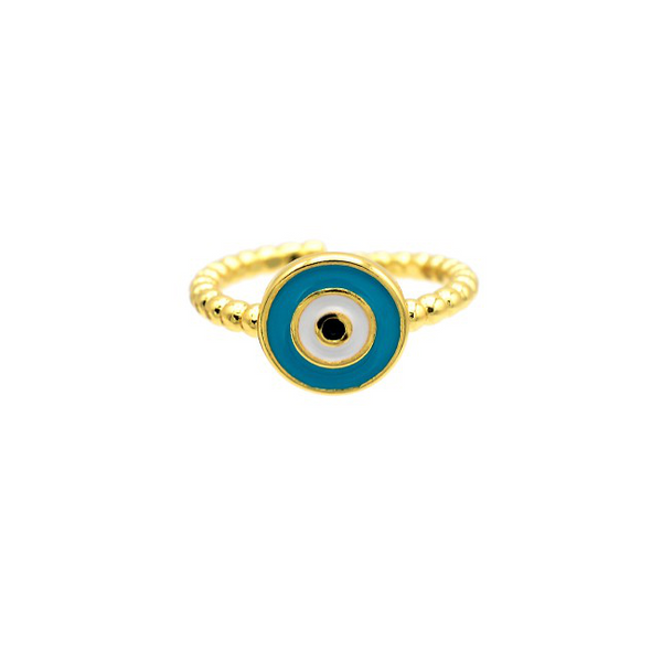 Gold Evil Eye Adjustable Ring