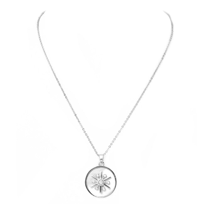 silver cz starburst necklace