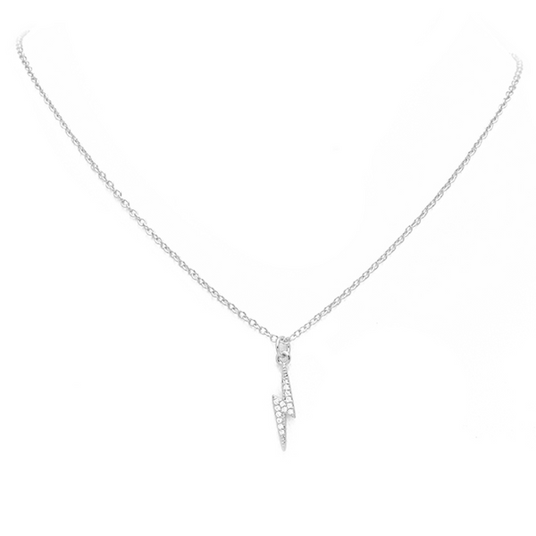 Silver CZ Lightning Bolt Necklace